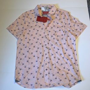 Bruno Milano modern fit button-down short sleeve shirt NWT palm tree print small